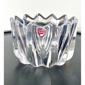 Orrefors Sweden Fleur Pattern Crystal Bowl by Jan Johansson # 4517-12 Circa 1980